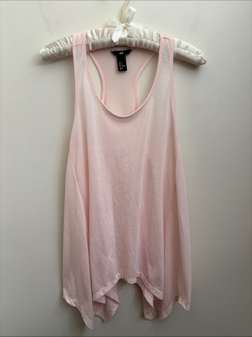 H&M Light Pink Asymmetrical Racerback Tank Size Small